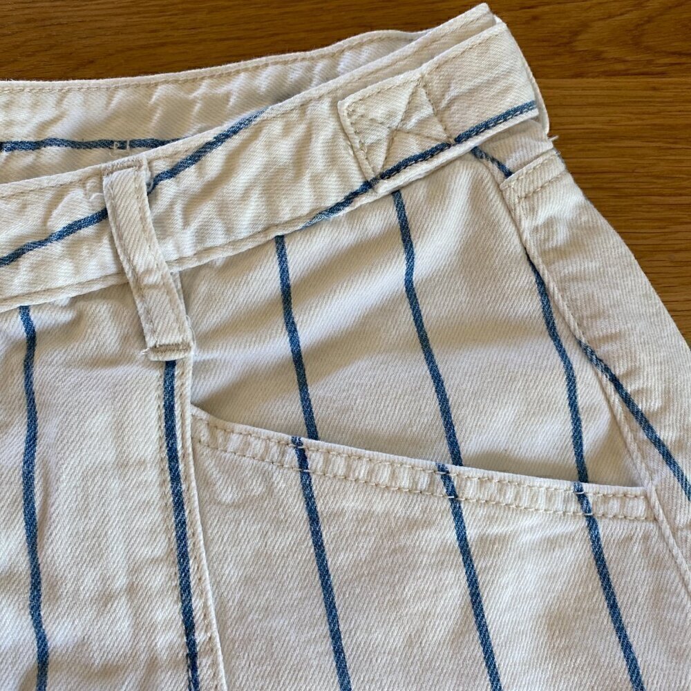 American Eagle Blue White Mini Stripe Denim Skirt Size 14 Regular - Picture 3 of 9